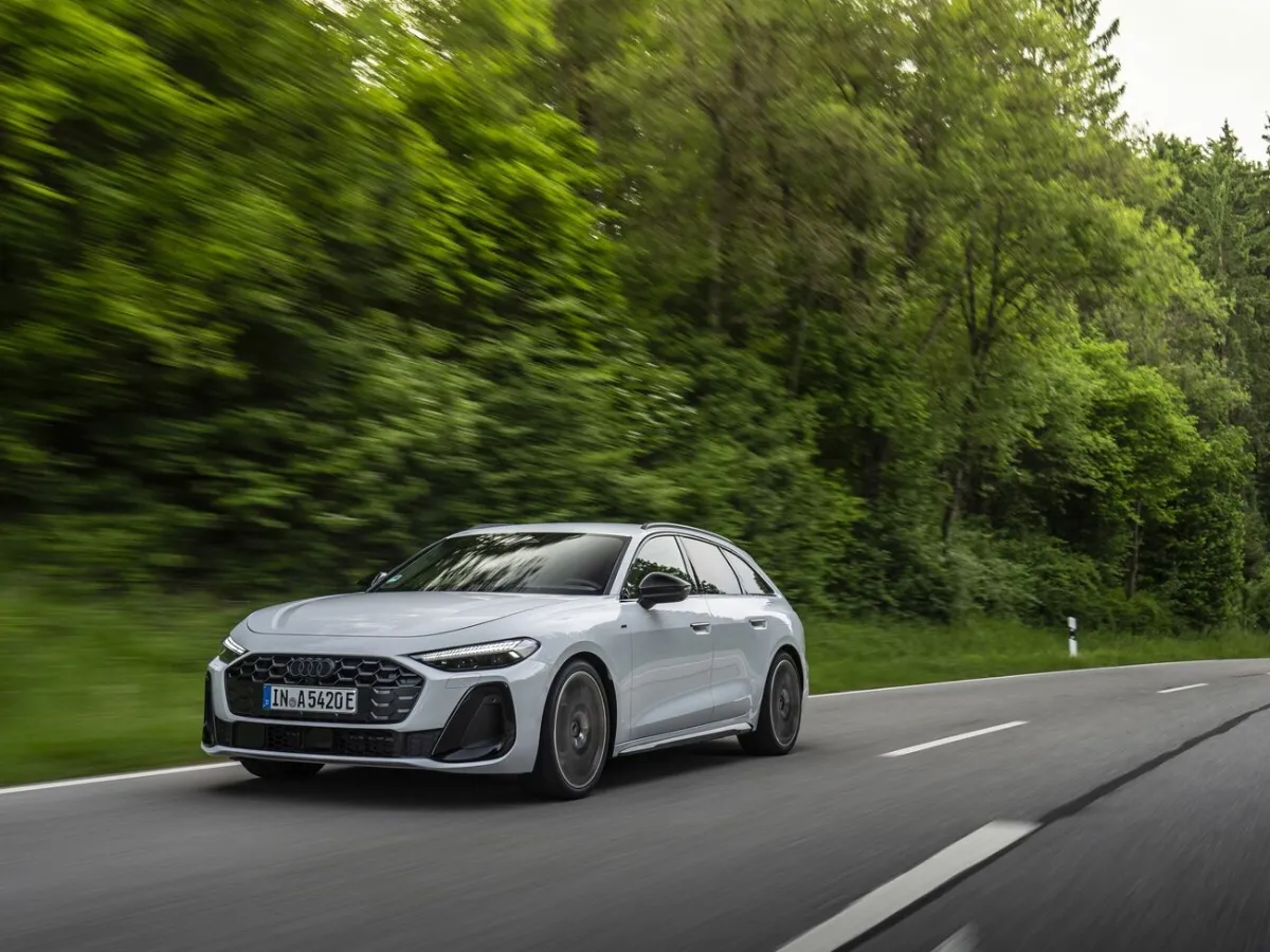 Audi A5 Avant on the move, on a forest road