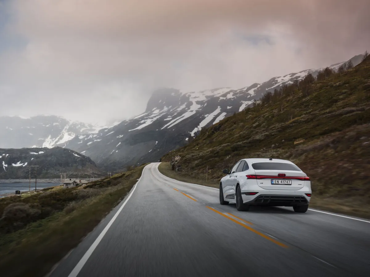 Audi A6 Sportback e-tron on a mountain road