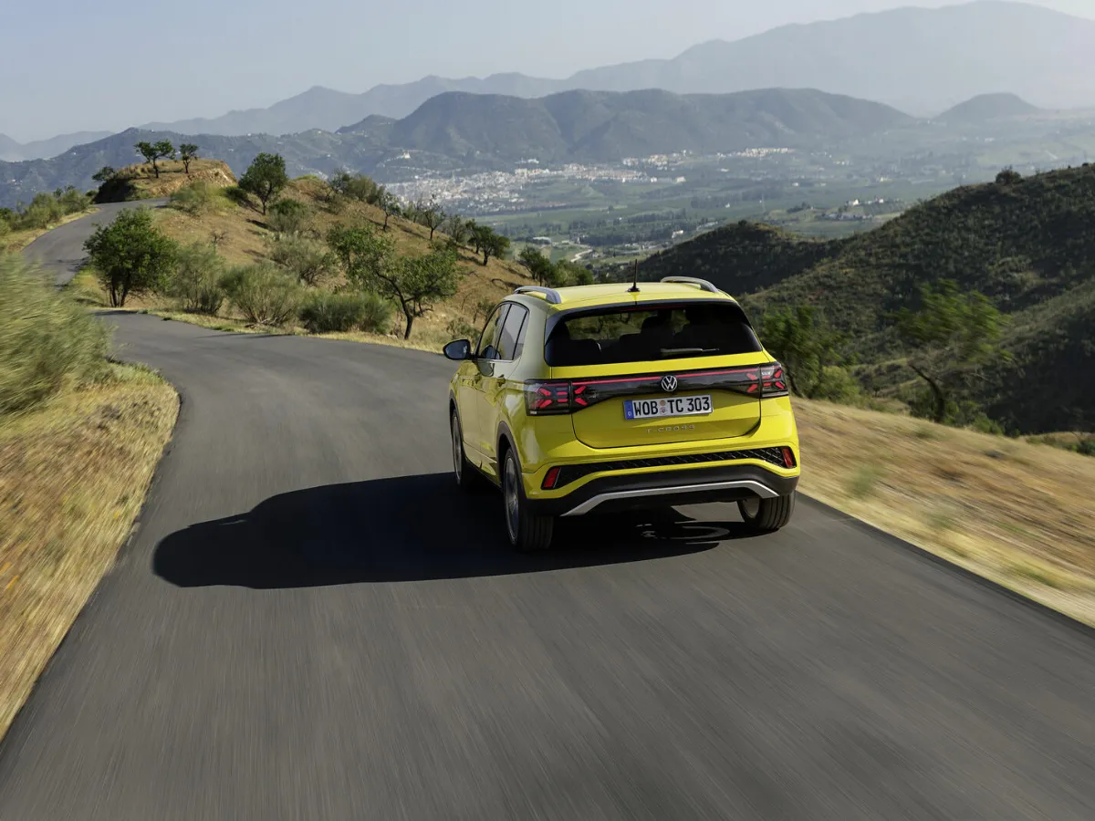 Volkswagen T-Cross from the rear, cornering