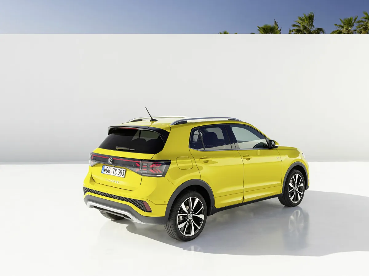 Volkswagen T-Cross rear three-quarter view